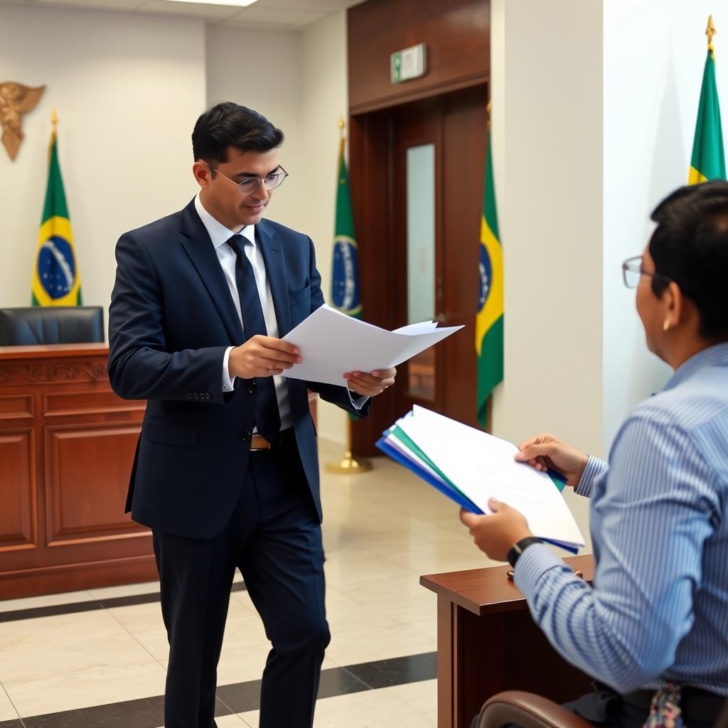 Advogado acompanhando cliente em órgão público para processo de naturalização Advogado acompanhando cliente em órgão público para processo de naturalização