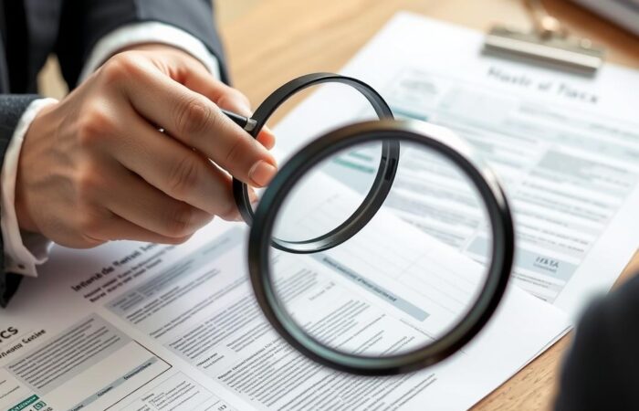 Advogado-analisando-documentos-de-taxas-na-compra-de-imovel Advogado analisando documentos de taxas na compra de imóvel