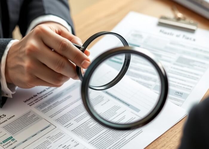 Advogado analisando documentos de taxas na compra de imóvel
