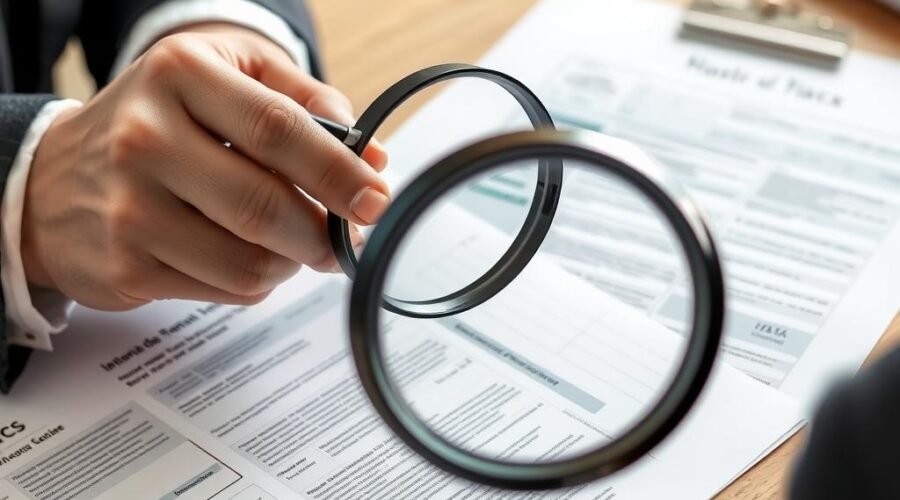Advogado analisando documentos de taxas na compra de imóvel