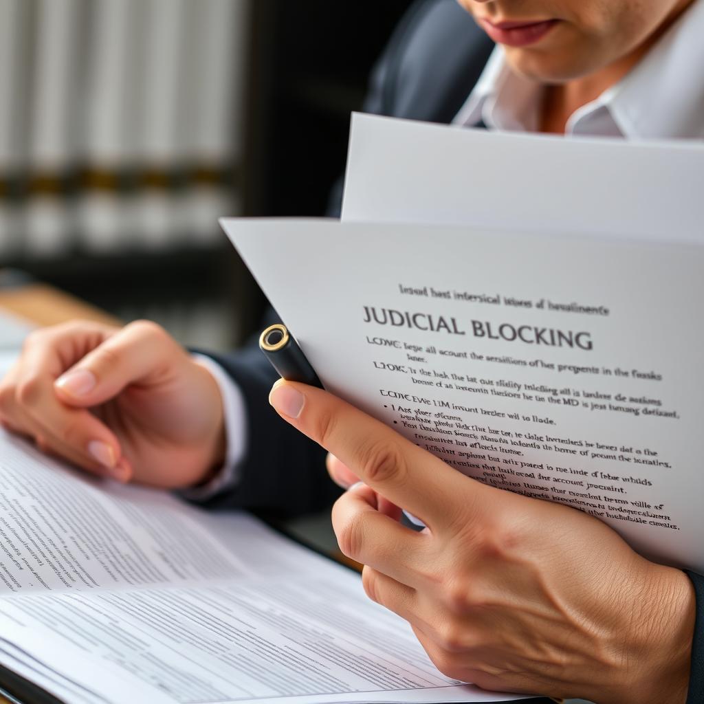 Advogado analisando processo de bloqueio judicial Advogado analisando processo de bloqueio judicial
