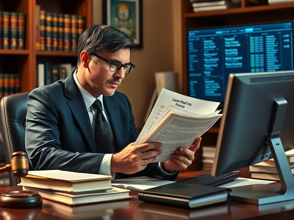 Advogado analisando processo de bloqueio judicial