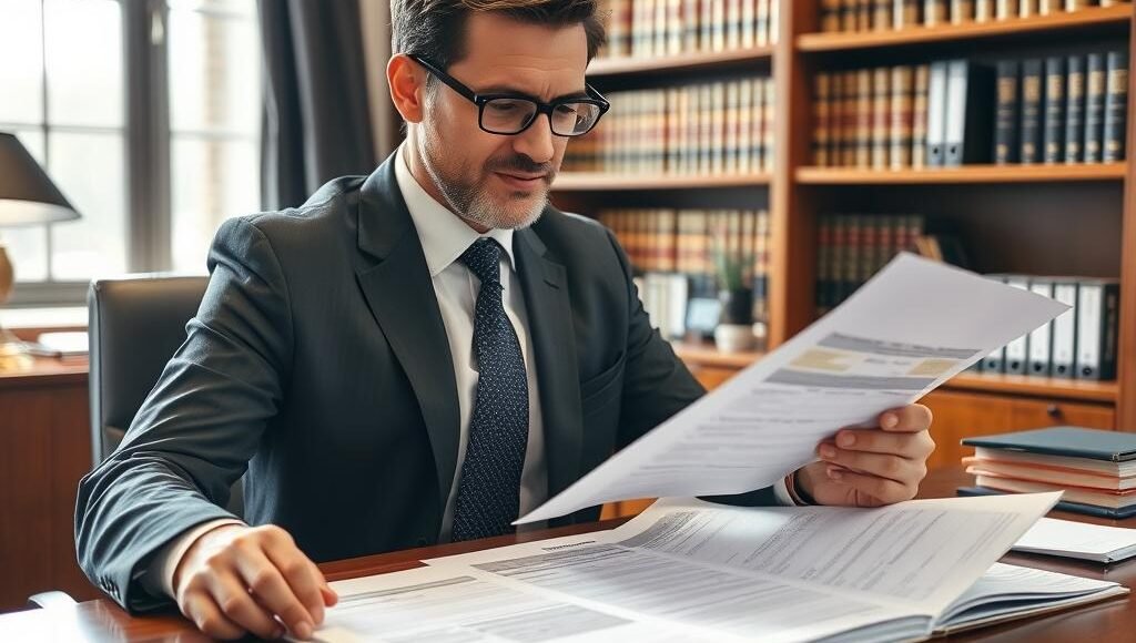 Advogado especialista analisando documentos de imóvel da herança sem escritura