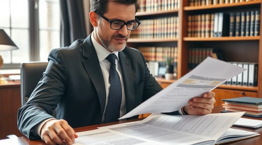 Advogado especialista analisando documentos de imóvel da herança sem escritura