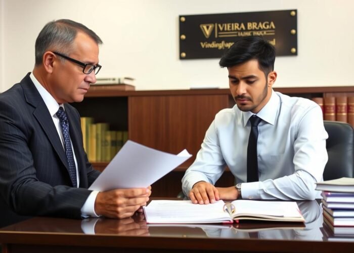 Advogado especialista em bloqueio de conta bancária analisando documentos