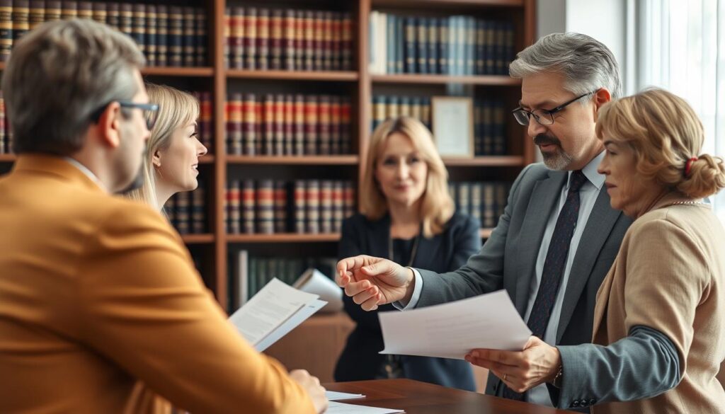 Advogado especialista em inventário de bens explicando o processo para clientes Advogado especialista em inventário de bens explicando o processo para clientes