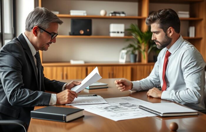 Advogado-especialista-em-processo-de-usucapiao-analisando-documentos-com-cliente Advogado especialista em processo de usucapião analisando documentos com cliente