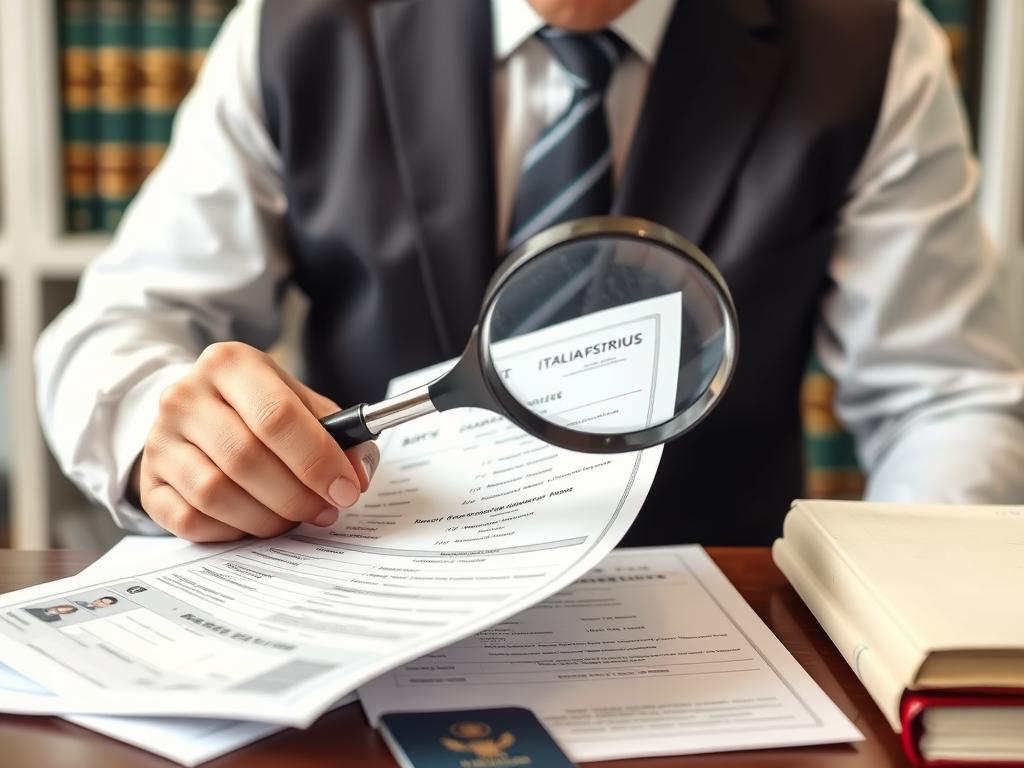 Advogado especializado analisando documentos de cidadania italiana emperrada