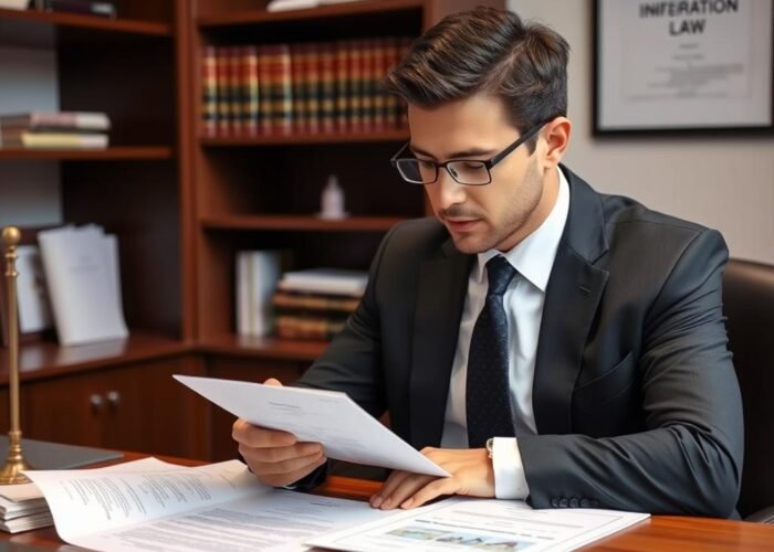 Advogado especializado analisando documentos de regularização de casa herdada