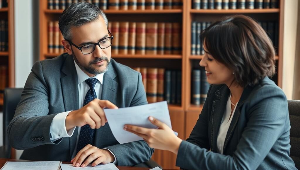 Advogado especializado analisando processo migratório arquivado com cliente