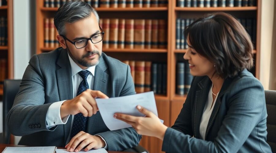Advogado especializado analisando processo migratório arquivado com cliente