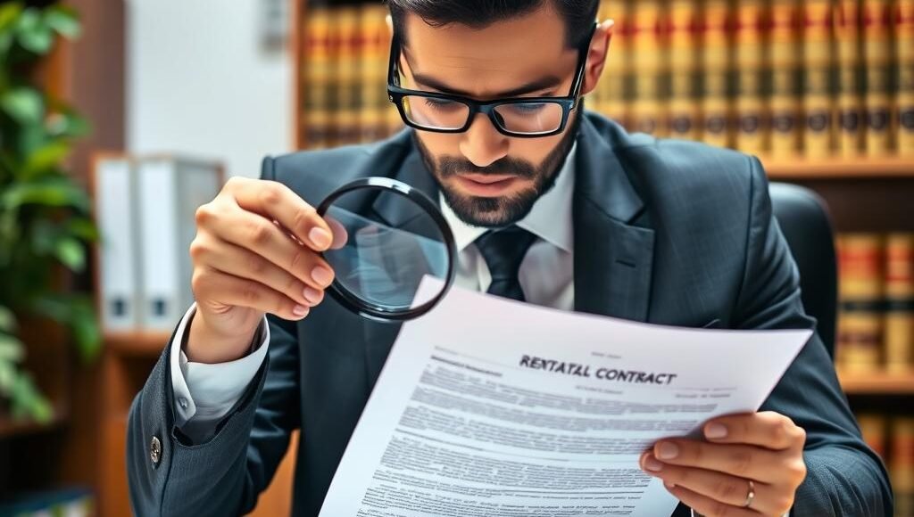 Advogado especializado em direito do inquilino analisando contrato de locação e despejo sem justificativa