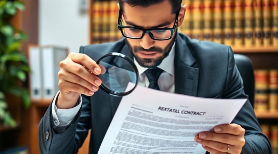 Advogado especializado em direito do inquilino analisando contrato de locação e despejo sem justificativa