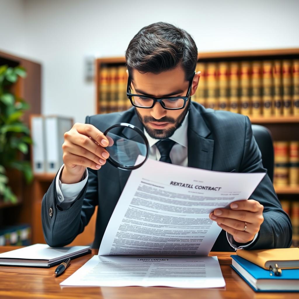 Advogado especializado em direito do inquilino analisando contrato de locação e despejo sem justificativa