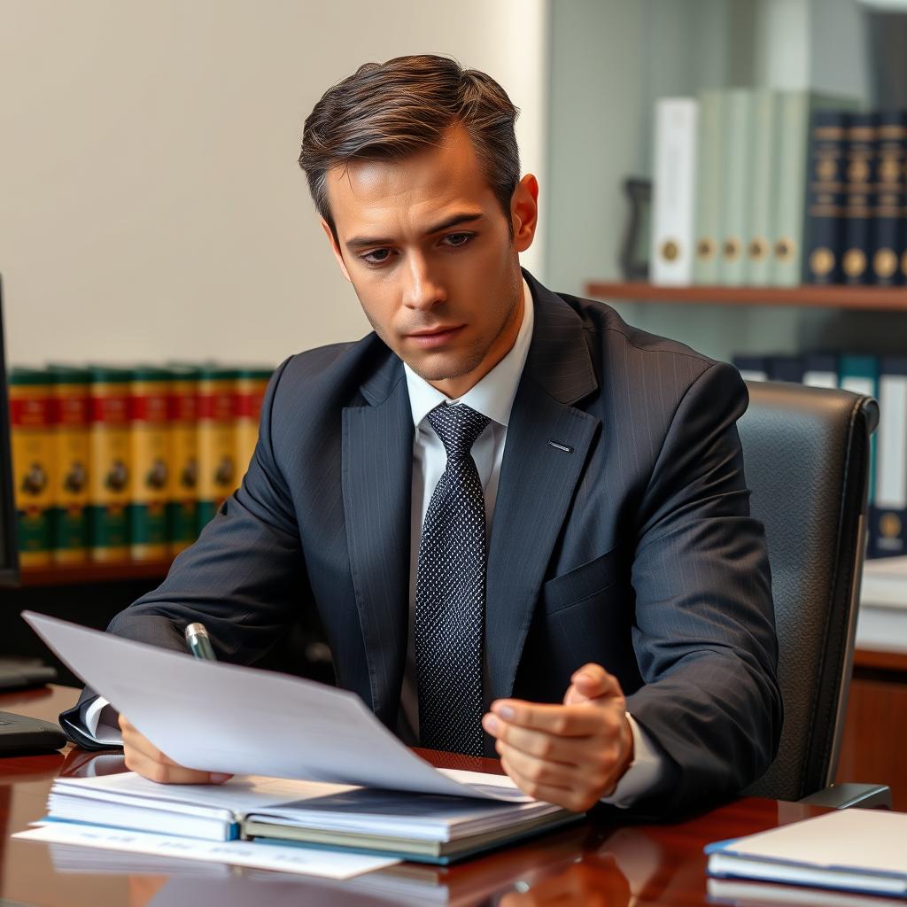 Advogado especializado em imigração analisando documentos de RME