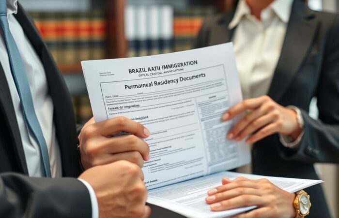 Advogado-explicando-detalhes-do-processo-de-residencia-permanente-para-cliente Advogado explicando detalhes do processo de residência permanente para cliente