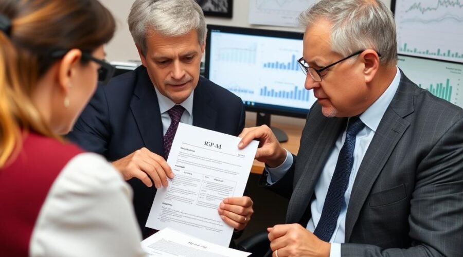 Advogado explicando índices de reajuste de aluguel contrato comercial para cliente