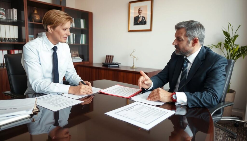 Advogado explicando processo de regularizar casa herdada para cliente