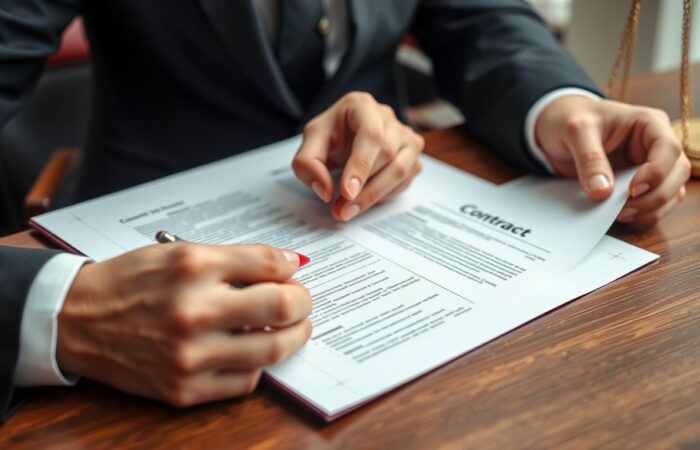 Advogado-realizando-revisao-de-contrato-com-caneta-vermelha-destacando-clausulas-importantes Advogado realizando revisão de contrato com caneta vermelha destacando cláusulas importantes