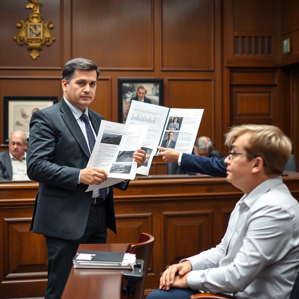 Advogado representando cliente em tribunal por caso de barulho excessivo