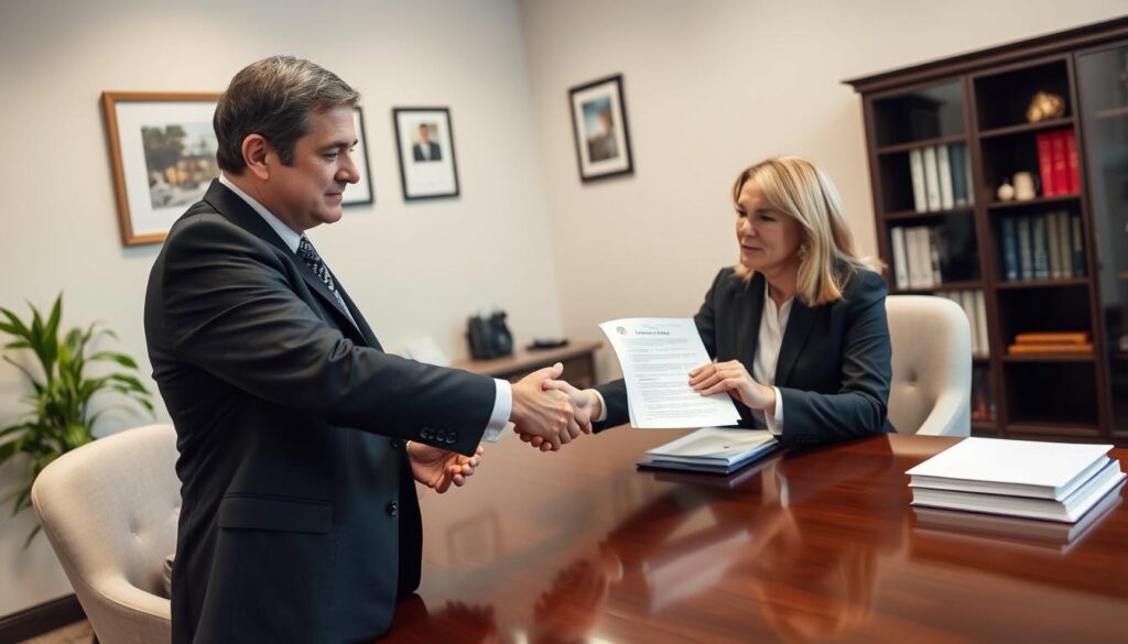 Assinatura de contrato de compra direto com o proprietário com advogado presente Assinatura de contrato de compra direto com o proprietário com advogado presente
