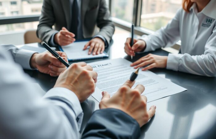 Contrato-de-aluguel-bem-feito-sendo-assinado-por-proprietario-e-inquilino-com-assessoria-de Contrato de aluguel bem feito sendo assinado por proprietário e inquilino com assessoria de advogado especializado