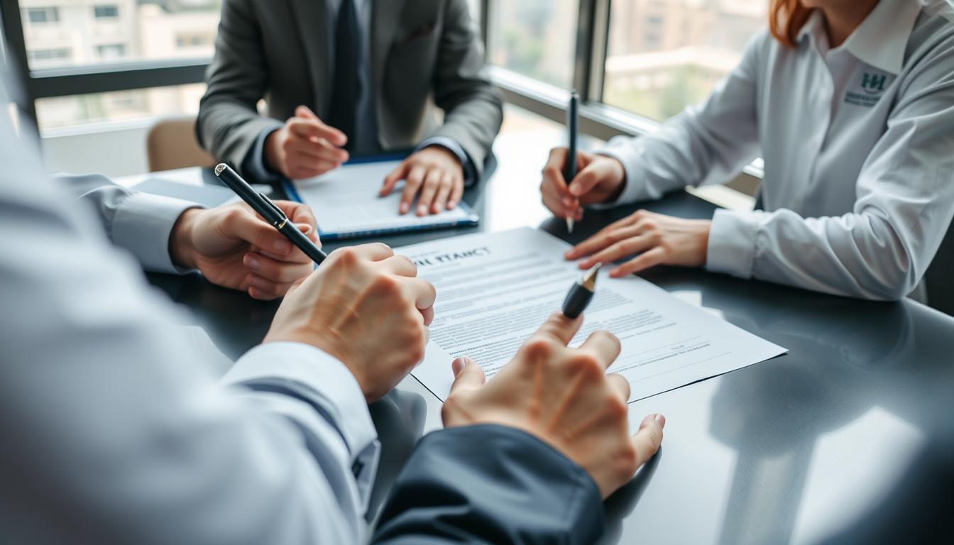 Contrato de aluguel bem feito sendo assinado por proprietário e inquilino com assessoria de advogado especializado