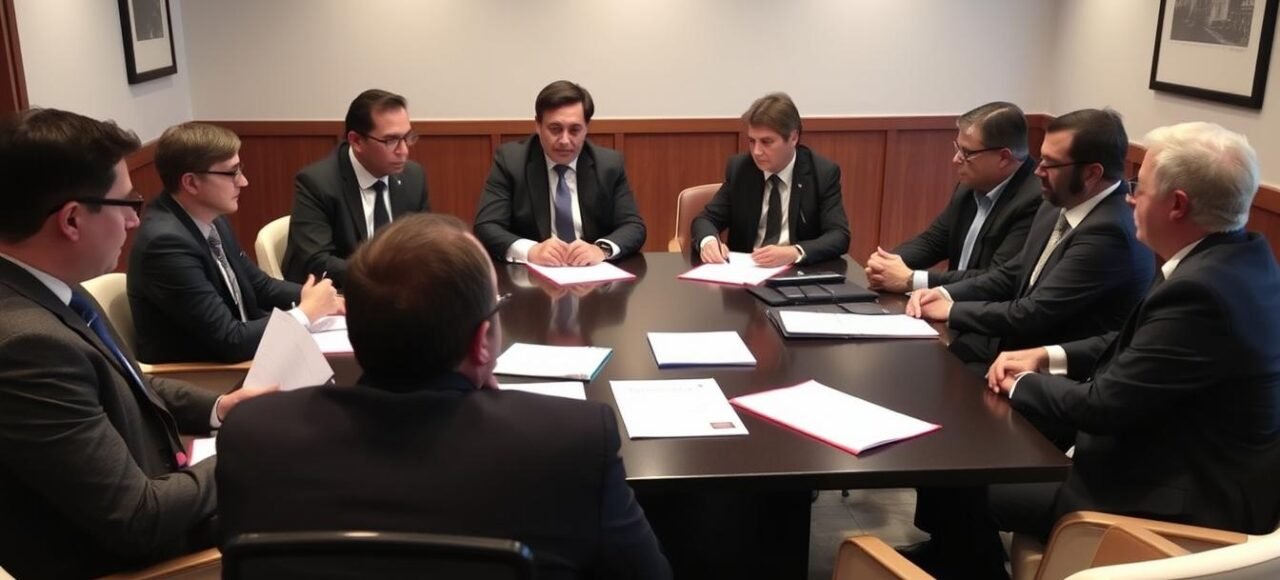 Equipe de advogados da Vieira Braga analisando caso de síndico tomando decisões sem consultar moradores