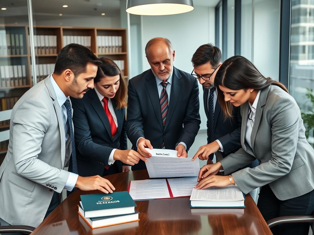 Equipe de advogados da Vieira Braga analisando contrato de aluguel bem feito Equipe de advogados da Vieira Braga analisando contrato de aluguel bem feito