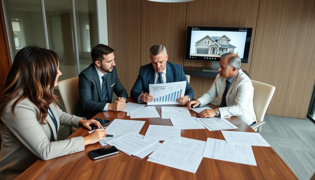Equipe de advogados da Vieira Braga analisando documentação de imóvel financiado Equipe de advogados da Vieira Braga analisando documentação de imóvel financiado
