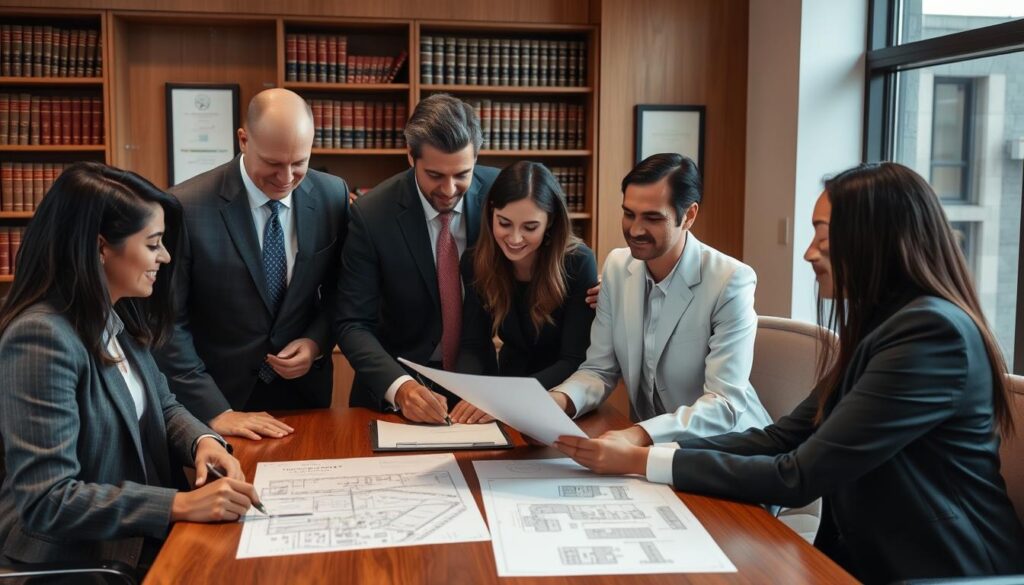 Equipe de advogados da Vieira Braga analisando documentos de imóvel da herança Equipe de advogados da Vieira Braga analisando documentos de imóvel da herança
