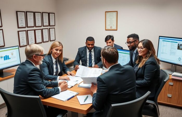 Equipe de advogados da Vieira Braga analisando documentos para verificar pendências judiciais