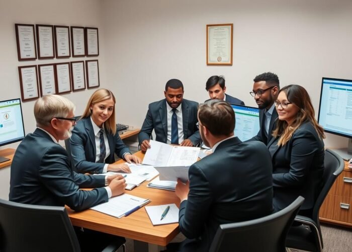 Equipe de advogados da Vieira Braga analisando documentos para verificar pendências judiciais
