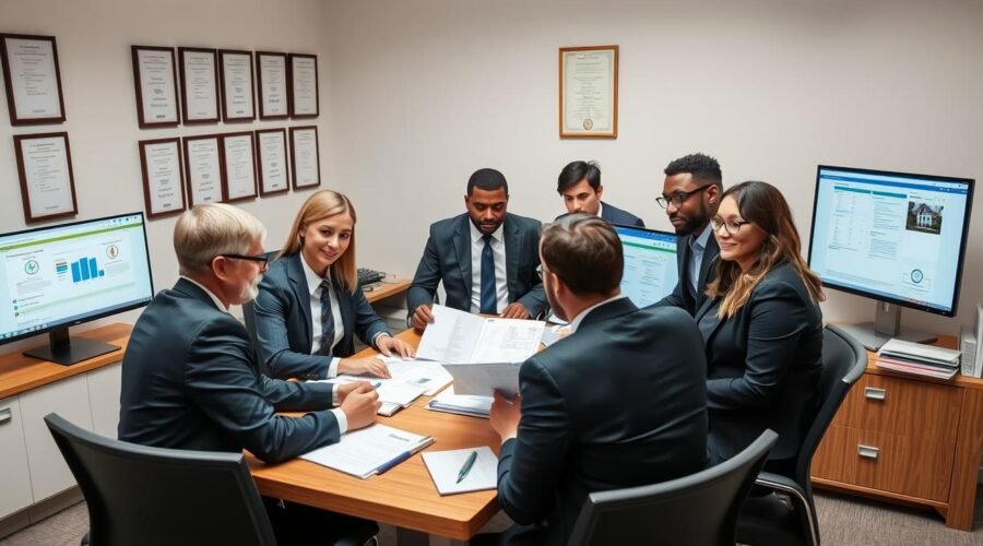 Equipe de advogados da Vieira Braga analisando documentos para verificar pendências judiciais