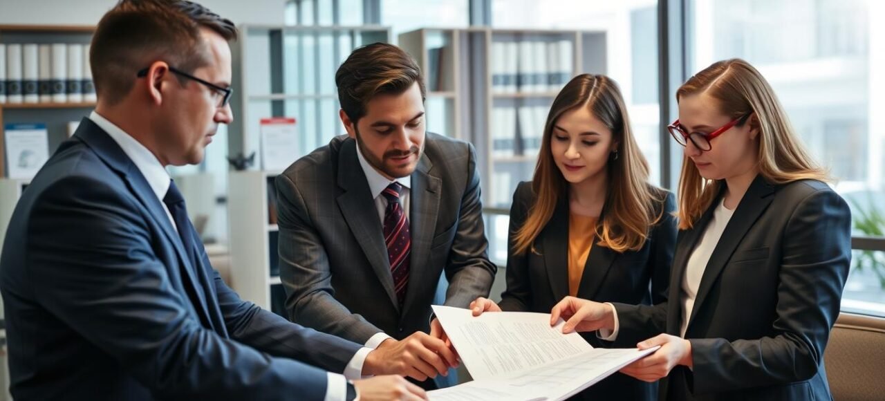 Equipe de advogados da Vieira Braga analisando documentos sobre taxa não prevista em contrato construtora