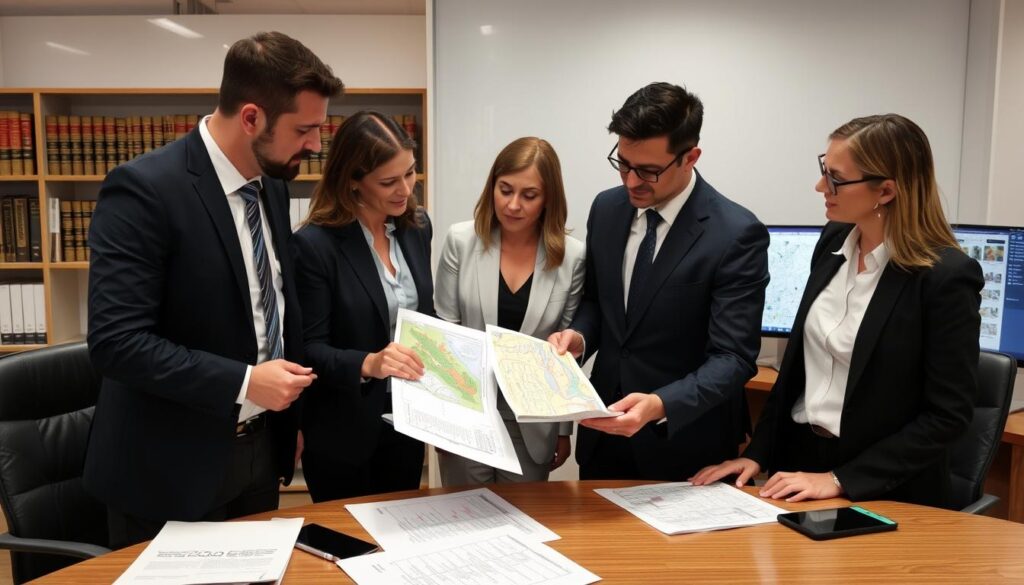 Equipe de advogados da Vieira Braga analisando processo de usucapião Equipe de advogados da Vieira Braga analisando processo de usucapião
