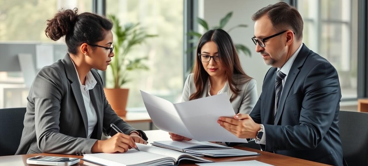 Equipe de advogados do Vieira Braga analisando caso de imobiliária sumiu após contrato