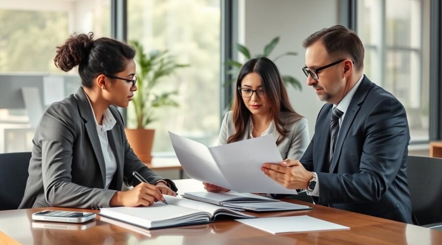 Equipe de advogados do Vieira Braga analisando caso de imobiliária sumiu após contrato