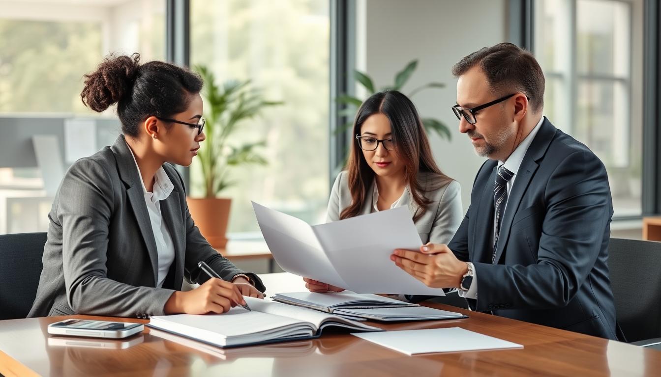 Equipe de advogados do Vieira Braga analisando caso de imobiliária sumiu após contrato