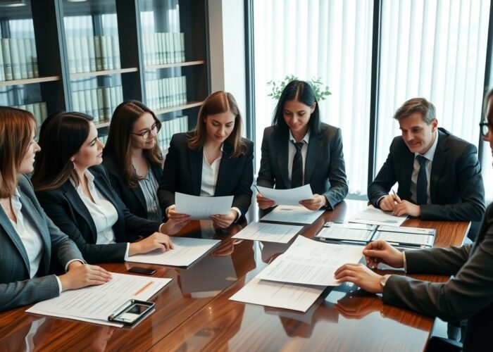 Equipe de advogados do Vieira Braga analisando documentos imobiliários