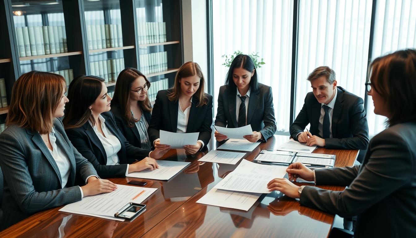 Equipe de advogados do Vieira Braga analisando documentos imobiliários