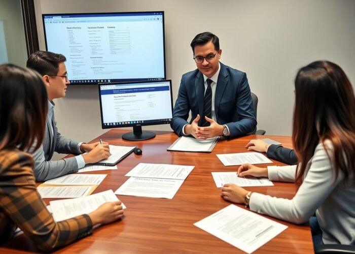 Equipe de advogados do Vieira Braga analisando processo de cobrança de aluguéis atrasados judicialmente