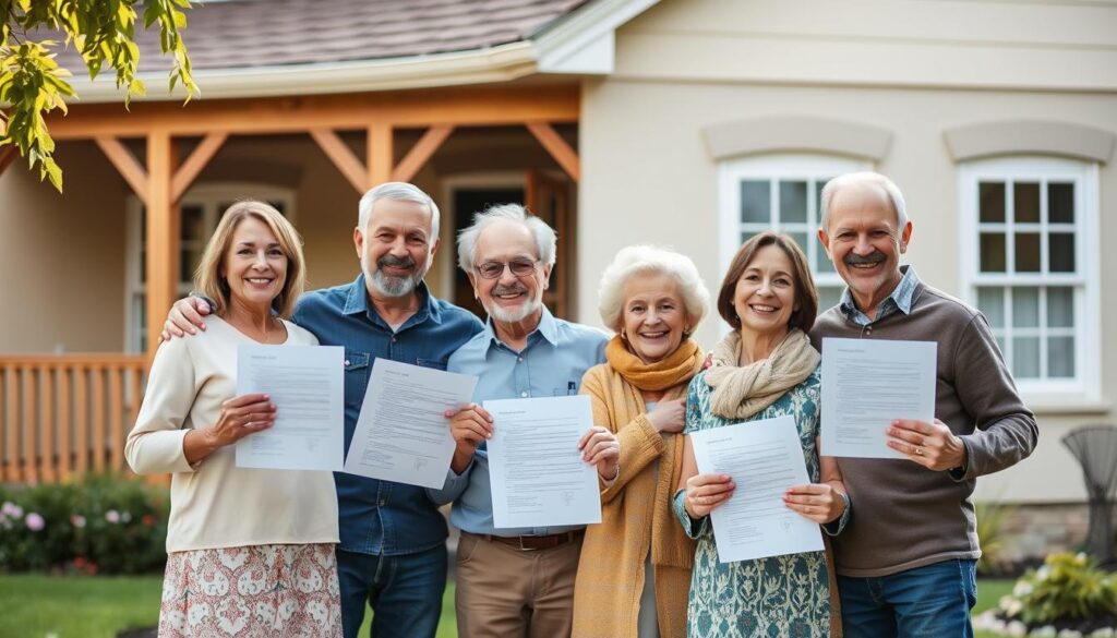 Família feliz após regularizar imóvel da herança sem escritura Família feliz após regularizar imóvel da herança sem escritura