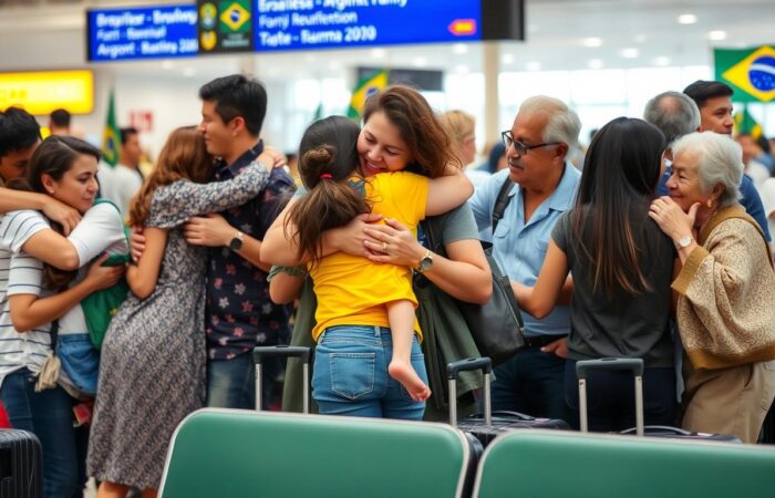 Familia-reunida-no-aeroporto-brasileiro-apos-processo-de-reunificacao-familiar-1 Família reunida no aeroporto brasileiro após processo de reunificação familiar