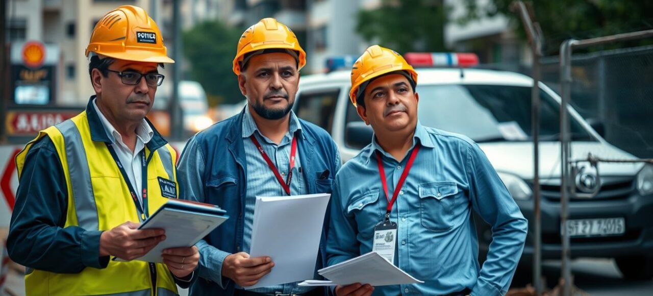 Fiscalização de obra irregular com agentes municipais
