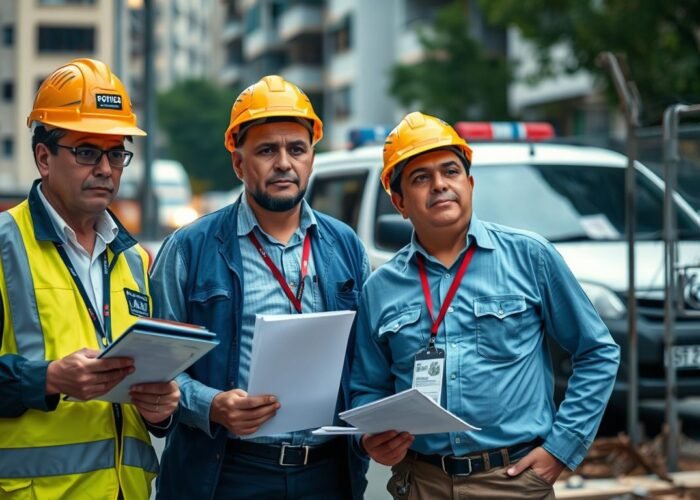 Fiscalização de obra irregular com agentes municipais