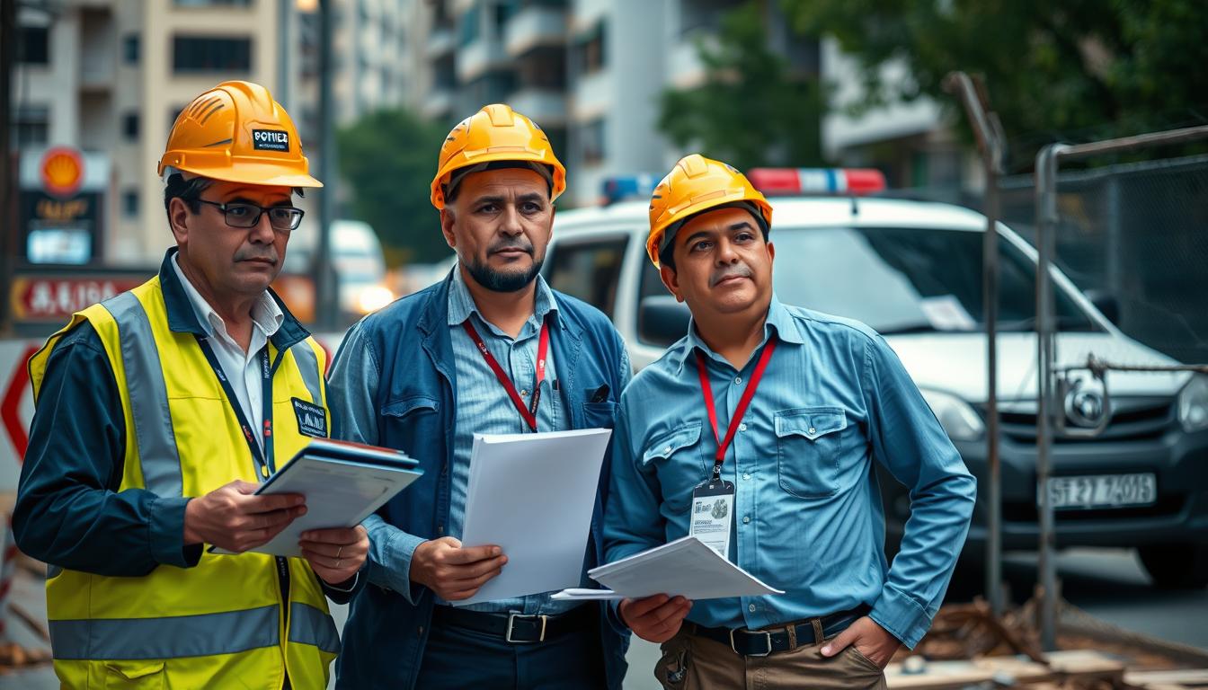 Fiscalização de obra irregular com agentes municipais