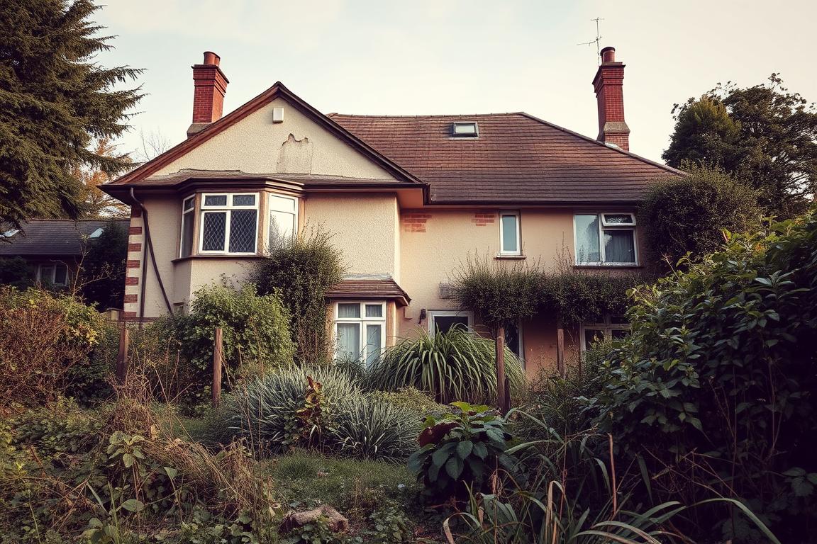 Imóvel abandonado representando desvalorização por conflito entre herdeiros que recusam vender