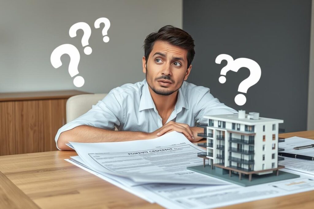 Pessoa com dúvidas sobre contrato de compra de imóvel na planta Pessoa com dúvidas sobre contrato de compra de imóvel na planta