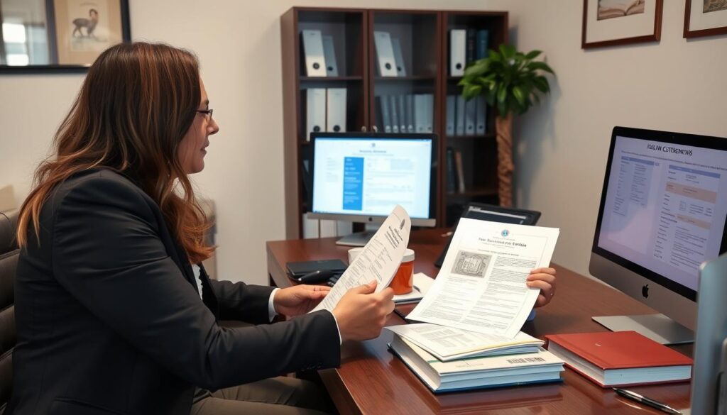 Pessoa consultando advogado sobre dúvidas de cidadania italiana por ascendência Pessoa consultando advogado sobre dúvidas de cidadania italiana por ascendência